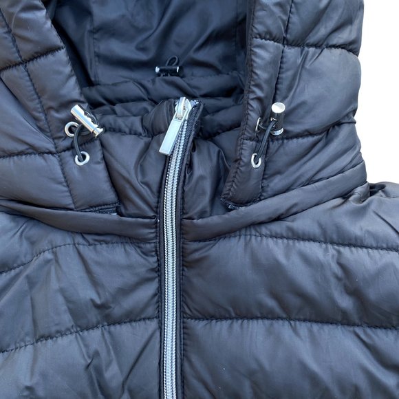 Zara Removable Hood Puffer Jacket Women Sz L Black Neutral Quilted Everyday - Picture 5 of 15